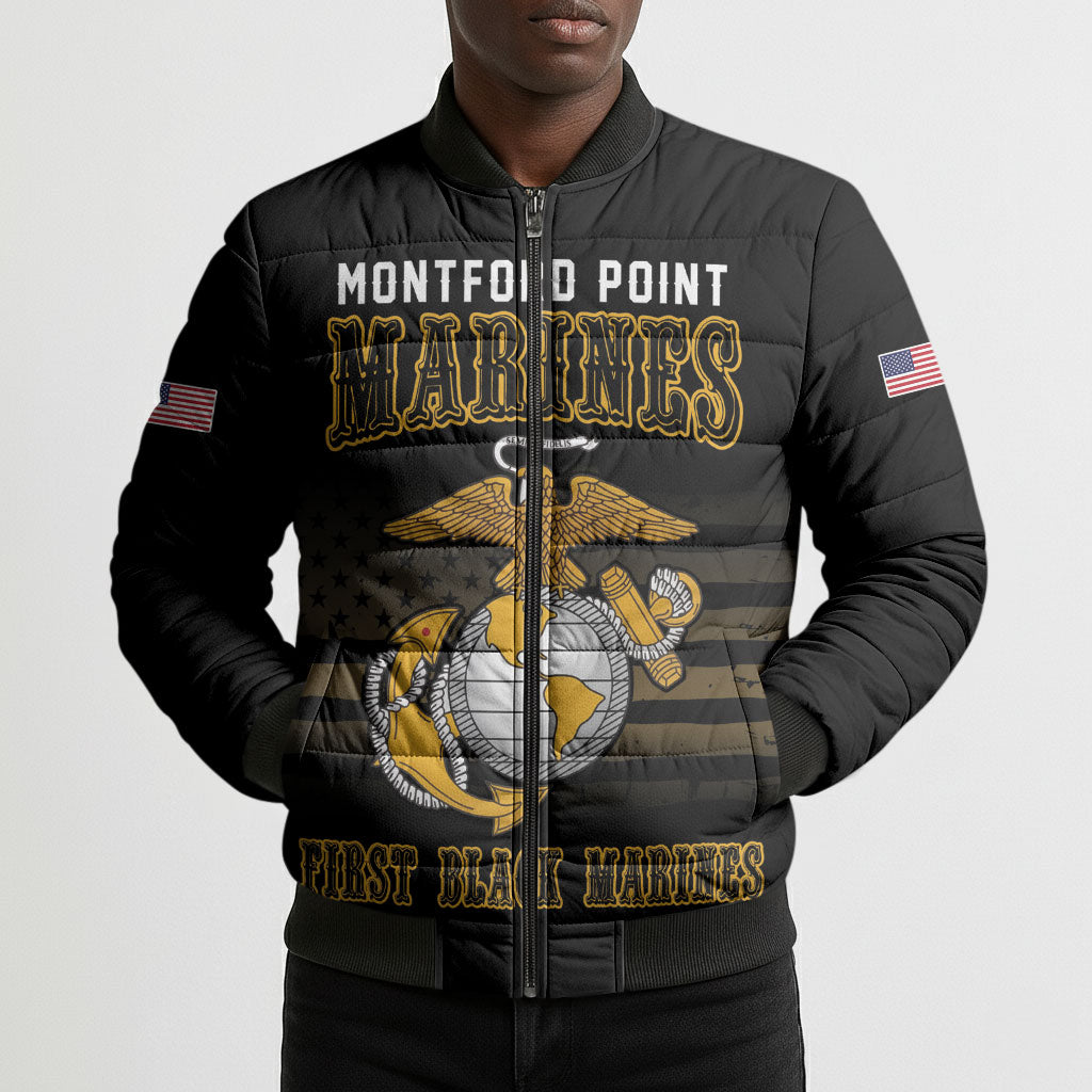 Honoring First Black Marines Bomber Puffer Jacket The Montford Point Heroes
