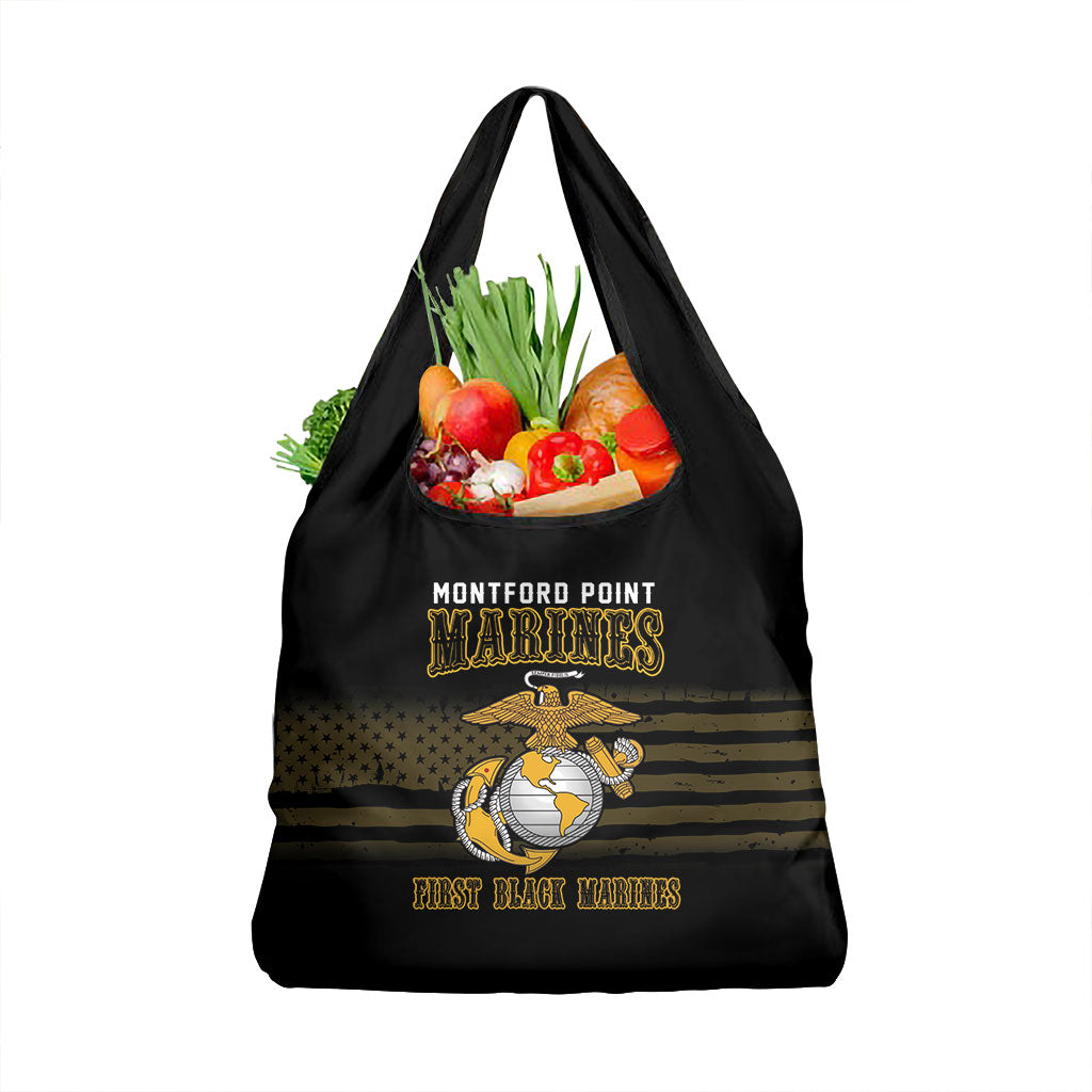 Honoring First Black Marines Grocery Bag The Montford Point Heroes - African Pride