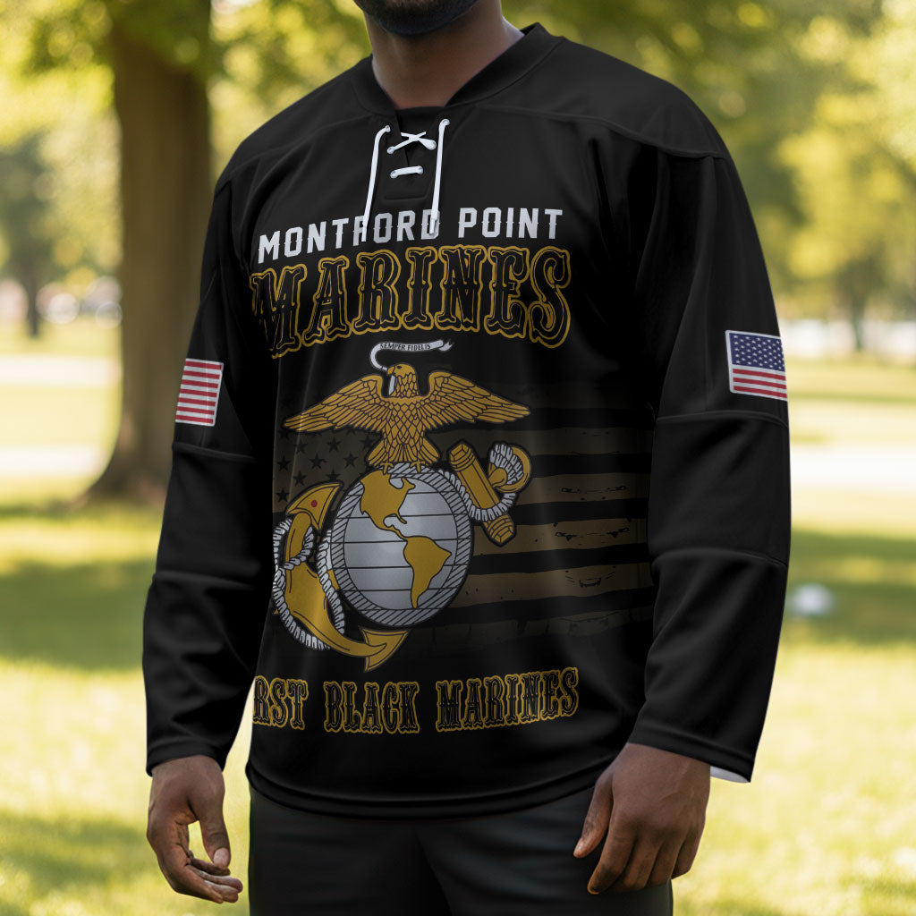 Honoring First Black Marines Hockey Jersey The Montford Point Heroes