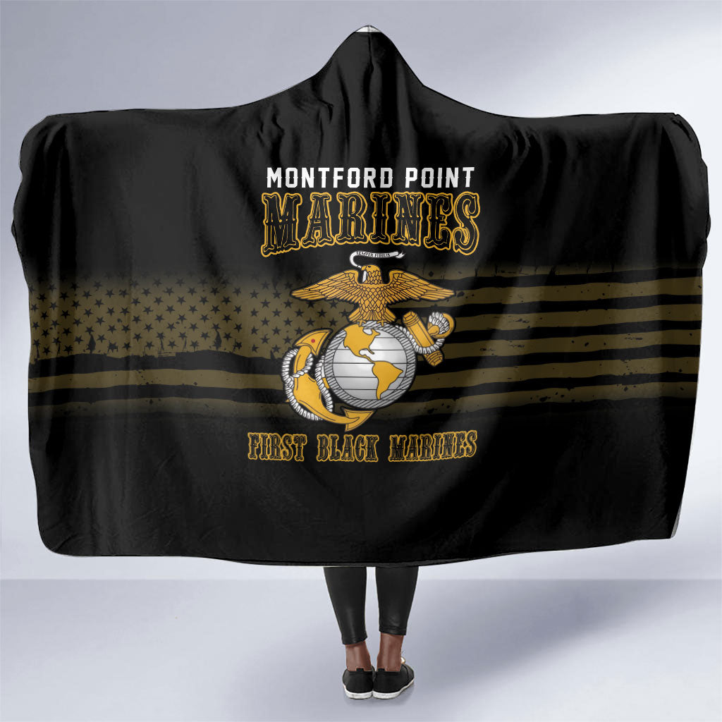 Honoring First Black Marines Hooded Blanket The Montford Point Heroes - African Pride