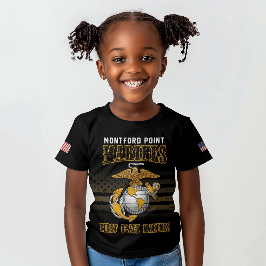 Honoring First Black Marines Kid T shirt The Montford Point Heroes LT18