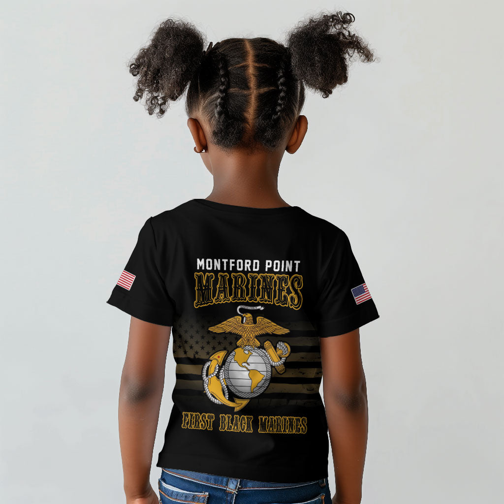 Honoring First Black Marines Kid T shirt The Montford Point Heroes LT18