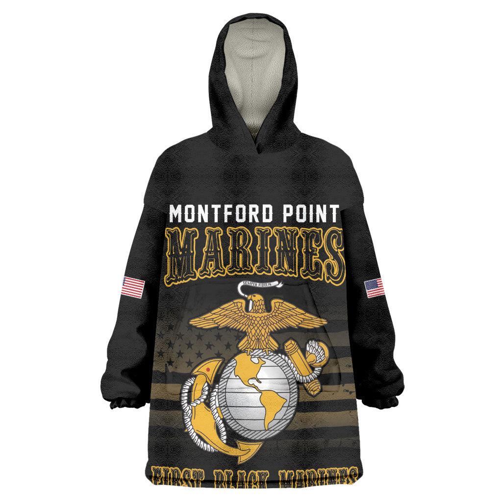 Honoring First Black Marines Kid Wearable Blanket Hoodie The Montford Point Heroes - African Pride