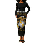 Honoring First Black Marines Long Sleeve Bodycon Dress The Montford Point Heroes - African Pride