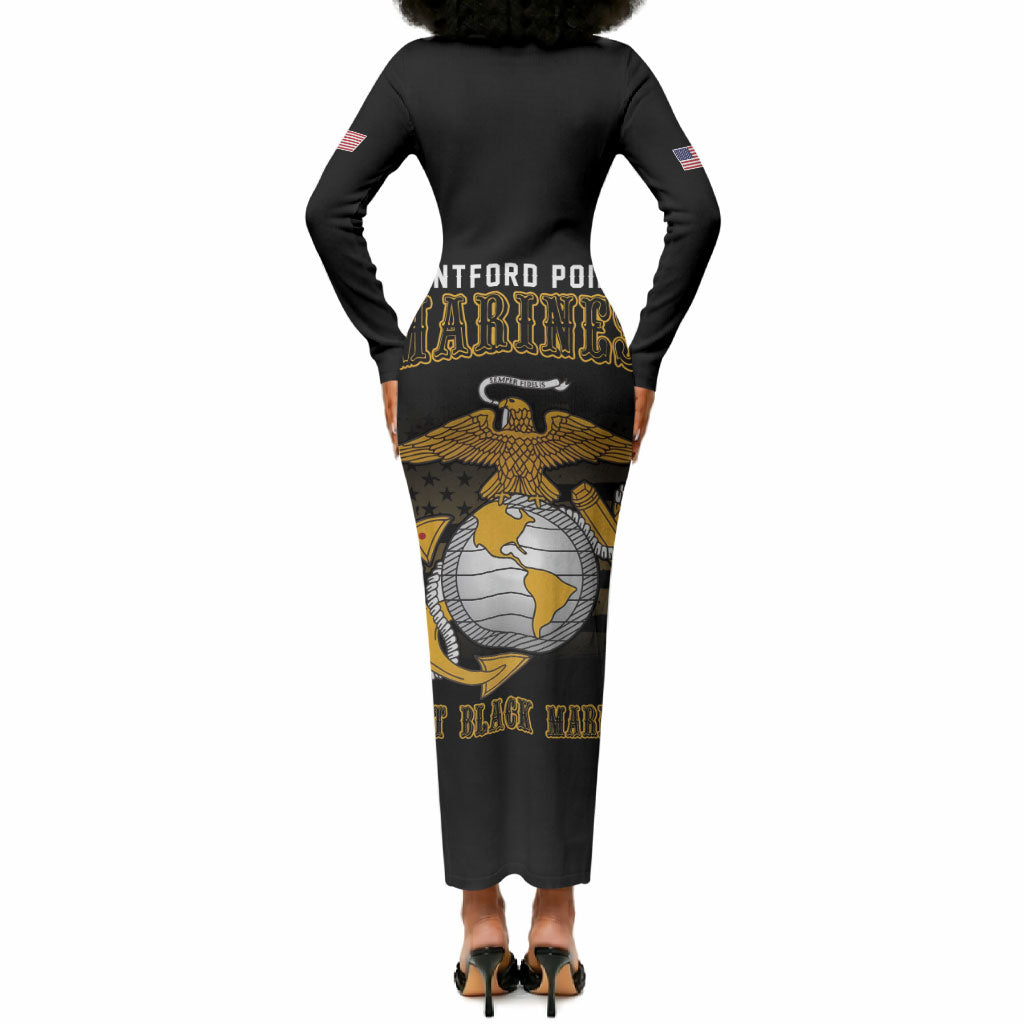 Honoring First Black Marines Long Sleeve Bodycon Dress The Montford Point Heroes - African Pride