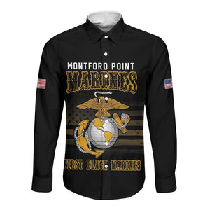 Honoring First Black Marines Long Sleeve Button Shirt The Montford Point Heroes - African Pride