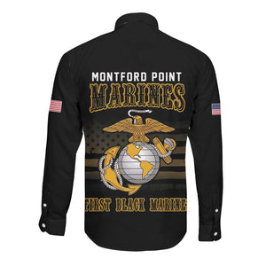 Honoring First Black Marines Long Sleeve Button Shirt The Montford Point Heroes - African Pride
