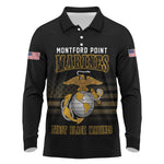 Honoring First Black Marines Long Sleeve Polo Shirt The Montford Point Heroes - African Pride
