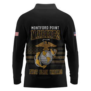 Honoring First Black Marines Long Sleeve Polo Shirt The Montford Point Heroes - African Pride