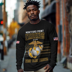 Honoring First Black Marines Long Sleeve Shirt The Montford Point Heroes - African Pride