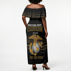 Honoring First Black Marines Off Shoulder Maxi Dress The Montford Point Heroes - African Pride