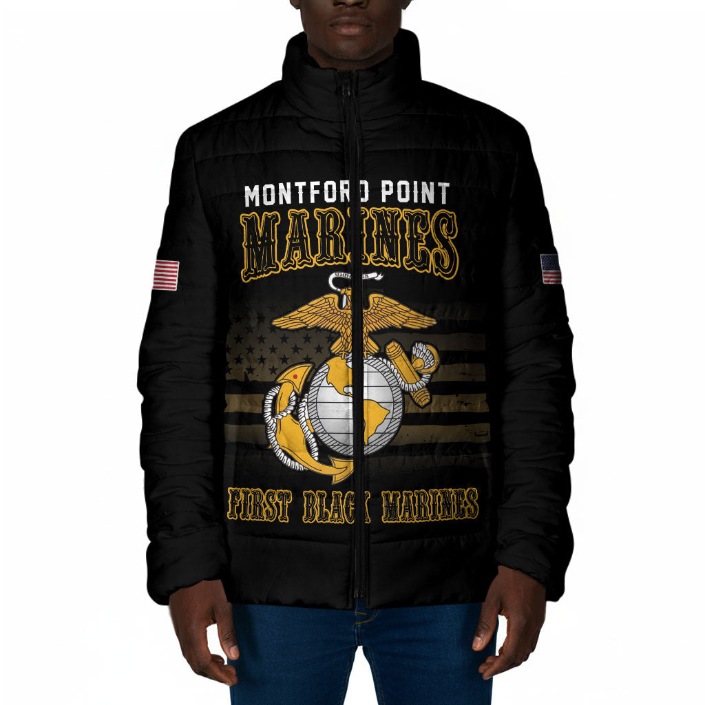 Honoring First Black Marines Padded Jacket The Montford Point Heroes