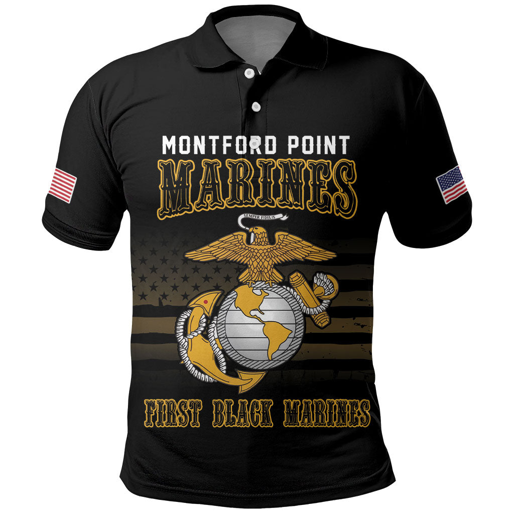 Honoring First Black Marines Polo Shirt The Montford Point Heroes LT18