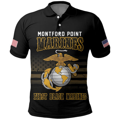 Honoring First Black Marines Polo Shirt The Montford Point Heroes LT18