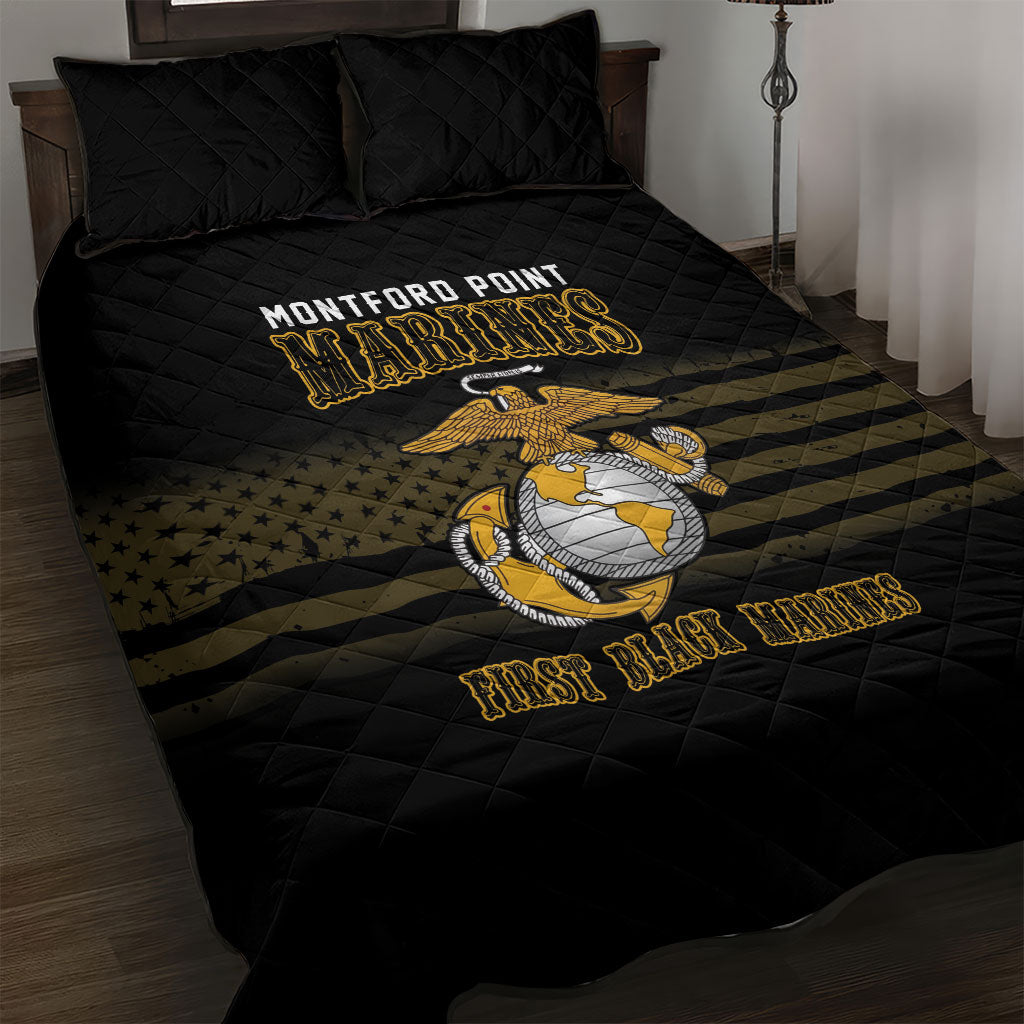 Honoring First Black Marines Quilt Bed Set The Montford Point Heroes - African Pride