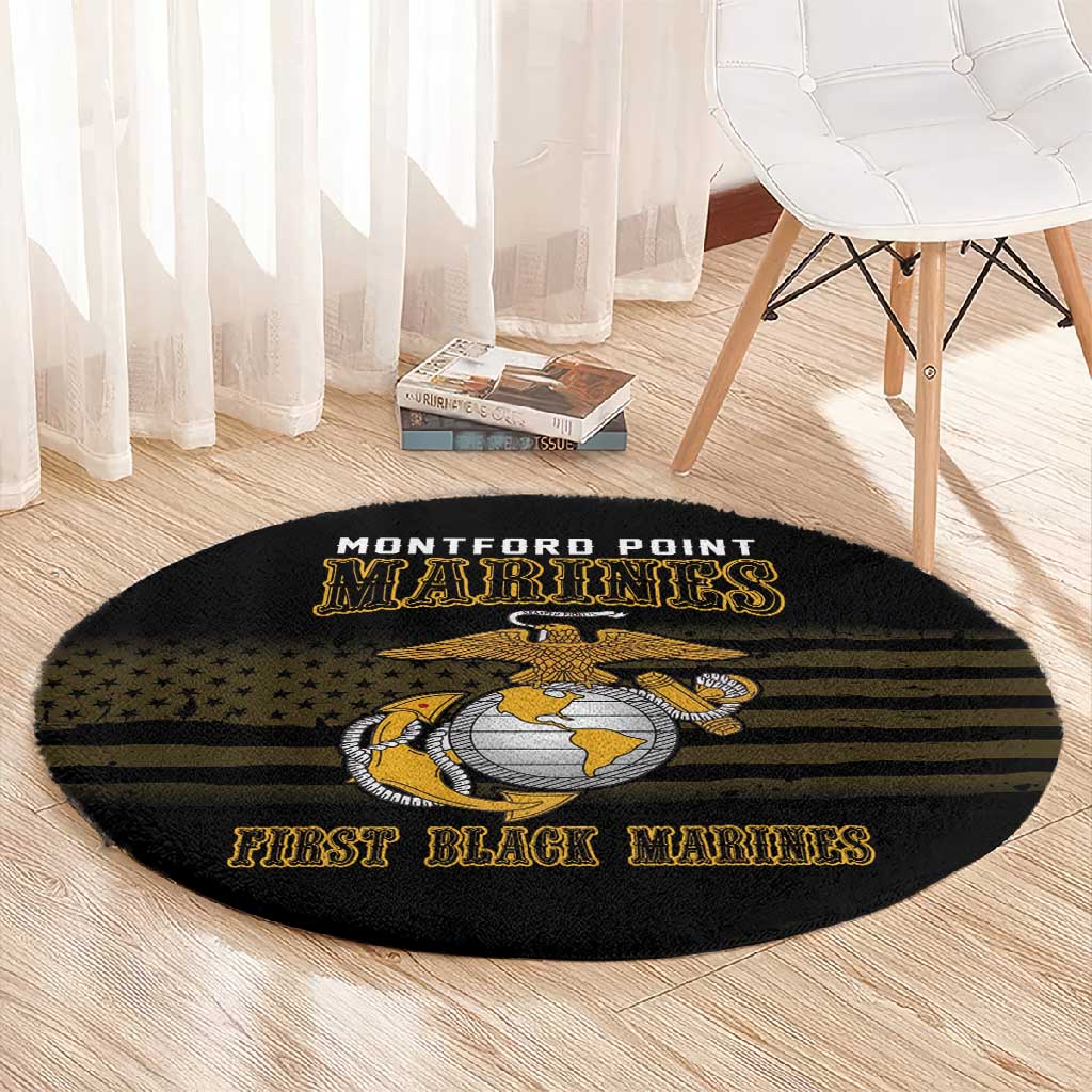 Honoring First Black Marines Round Carpet The Montford Point Heroes - African Pride