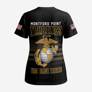 Honoring First Black Marines Scrub Top The Montford Point Heroes - African Pride