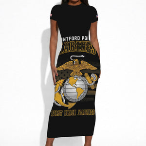 Honoring First Black Marines Short Sleeve Bodycon Dress The Montford Point Heroes LT18