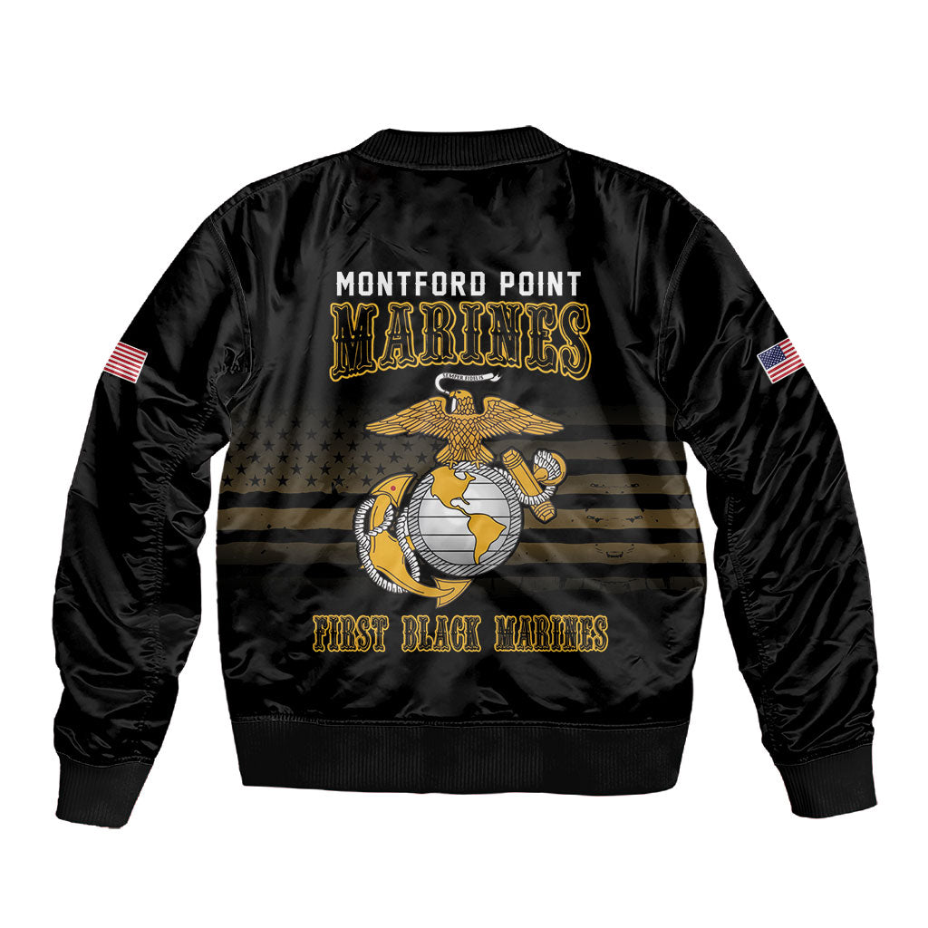 Honoring First Black Marines Sleeve Zip Bomber Jacket The Montford Point Heroes - African Pride