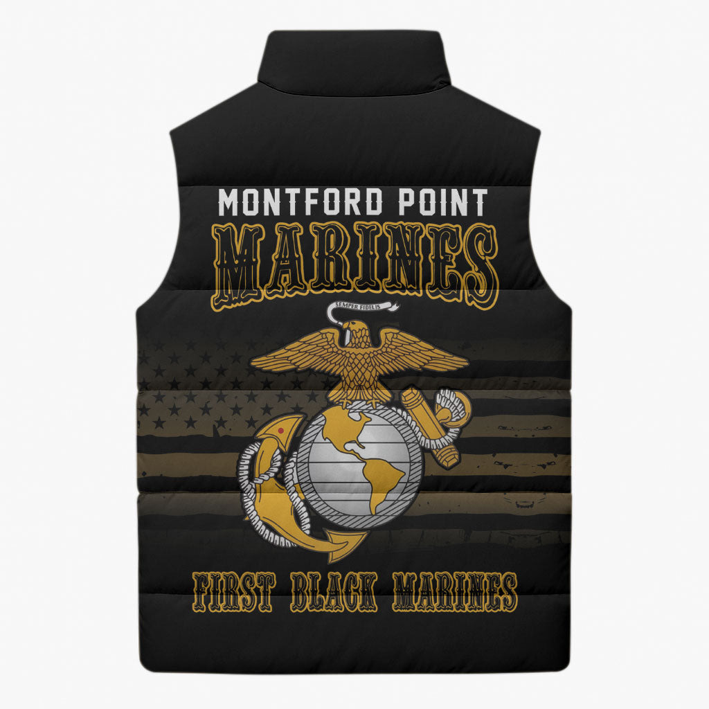 Honoring First Black Marines Sleeveless Puffer Jacket The Montford Point Heroes