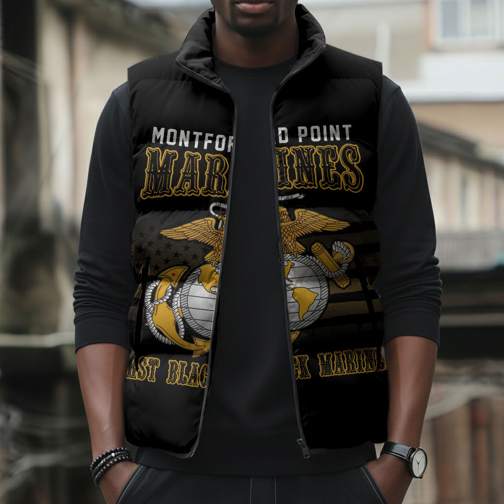 Honoring First Black Marines Sleeveless Puffer Jacket The Montford Point Heroes