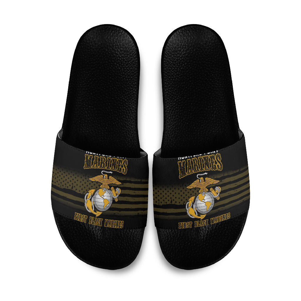 Honoring First Black Marines Slide Sandals The Montford Point Heroes