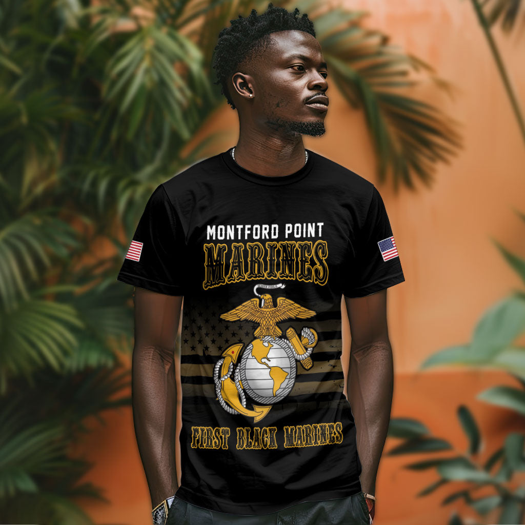 Honoring First Black Marines T shirt The Montford Point Heroes LT18