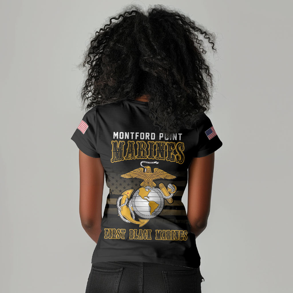 Honoring First Black Marines Women V-Neck T-Shirt The Montford Point Heroes LT18