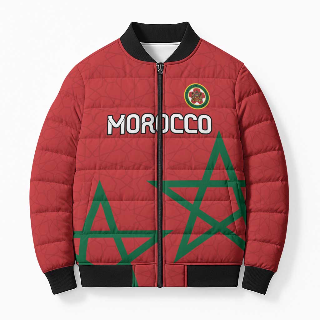 Custom Morocco Heritage Football Bomber Puffer Jacket Road To Champion