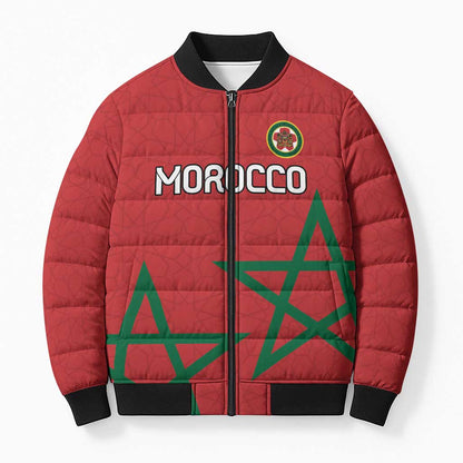 Custom Morocco Heritage Football Bomber Puffer Jacket Road To Champion