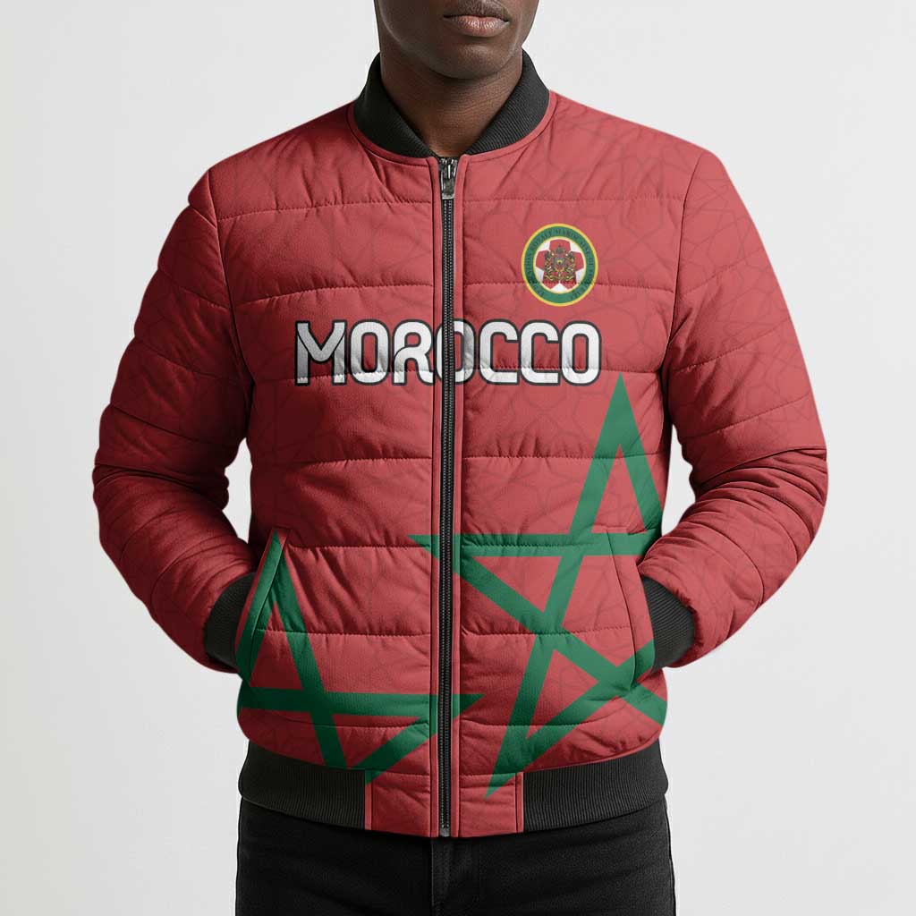 Custom Morocco Heritage Football Bomber Puffer Jacket Road To Champion