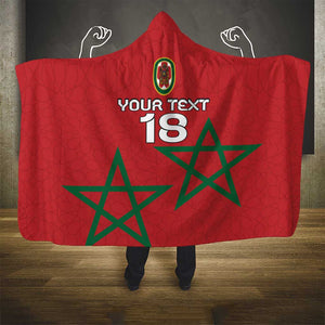Custom Morocco Heritage Football Hooded Blanket Road To Champion