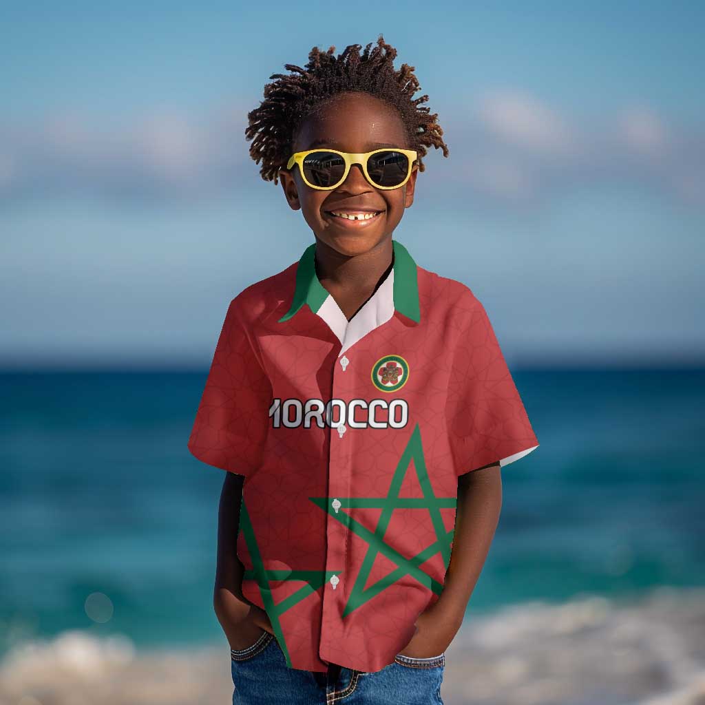 Custom Morocco Heritage Football Kid Hawaiian Shirt Road To Champion