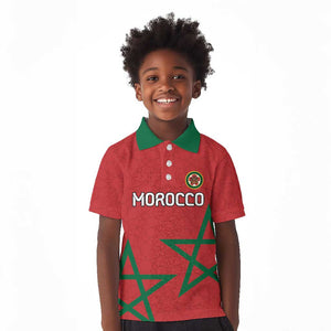 Custom Morocco Heritage Football Kid Polo Shirt Road To Champion