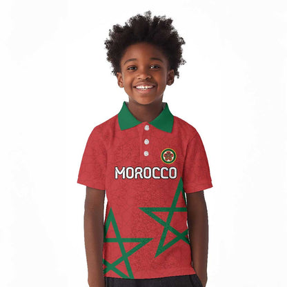 Custom Morocco Heritage Football Kid Polo Shirt Road To Champion