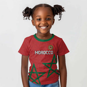 Custom Morocco Heritage Football Kid T shirt Road To Champion