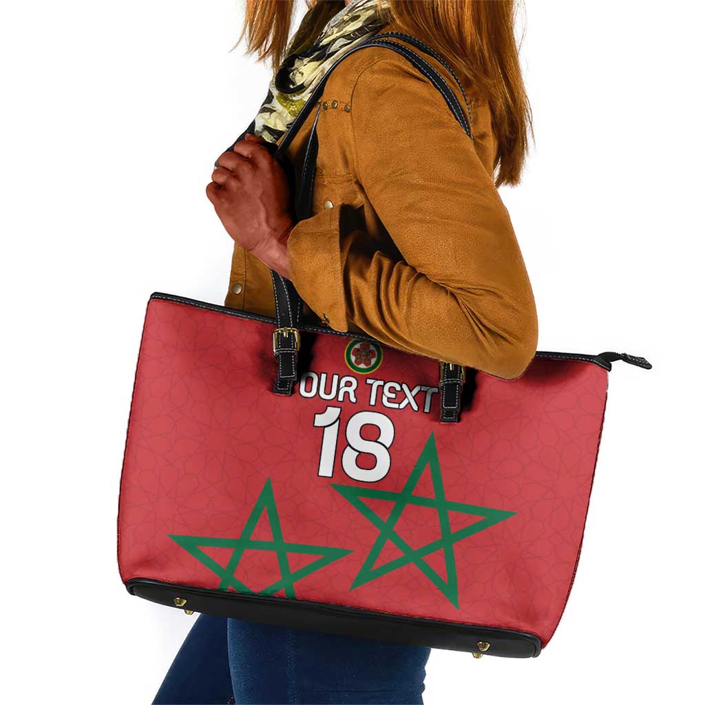 Custom Morocco Heritage Football Leather Tote Bag Road To Champion