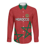 Custom Morocco Heritage Football Long Sleeve Button Shirt Road To Champion