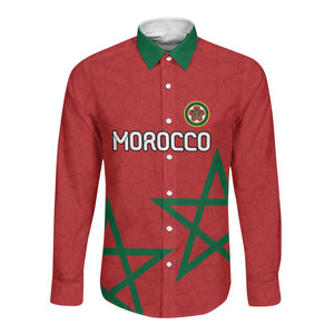 Custom Morocco Heritage Football Long Sleeve Button Shirt Road To Champion