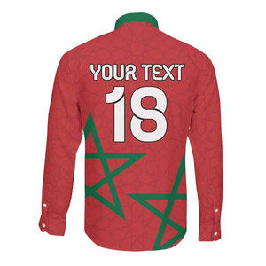 Custom Morocco Heritage Football Long Sleeve Button Shirt Road To Champion