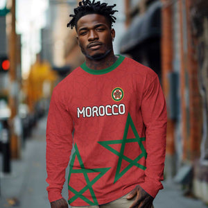 Custom Morocco Heritage Football Long Sleeve Shirt Road To Champion