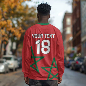 Custom Morocco Heritage Football Long Sleeve Shirt Road To Champion