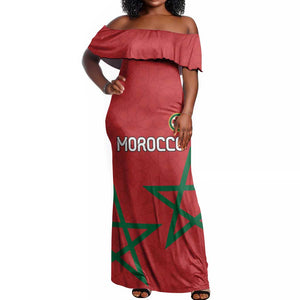 Custom Morocco Heritage Football Off Shoulder Maxi Dress Road To Champion