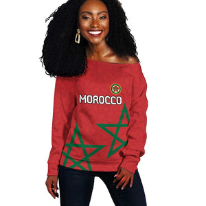 Custom Morocco Heritage Football Off Shoulder Sweater Road To Champion