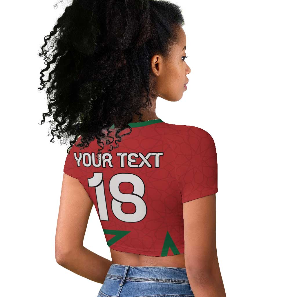 Custom Morocco Heritage Football Raglan Cropped T shirt Road To Champion
