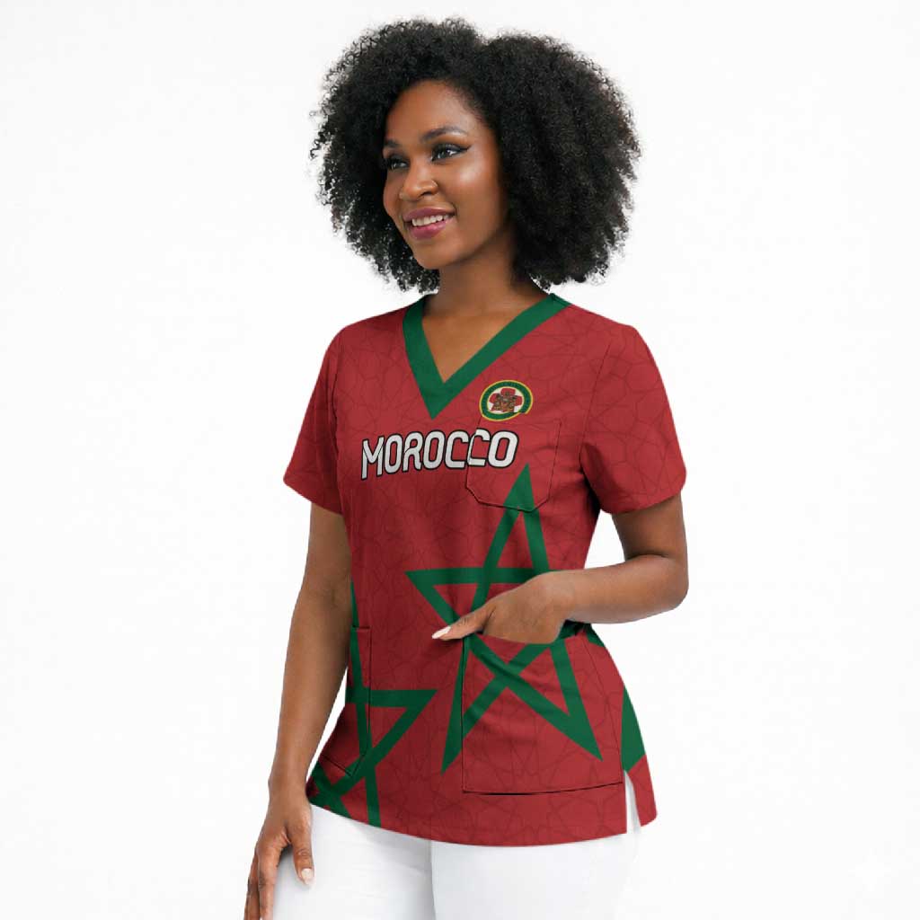 Custom Morocco Heritage Football Scrub Top Road To Champion