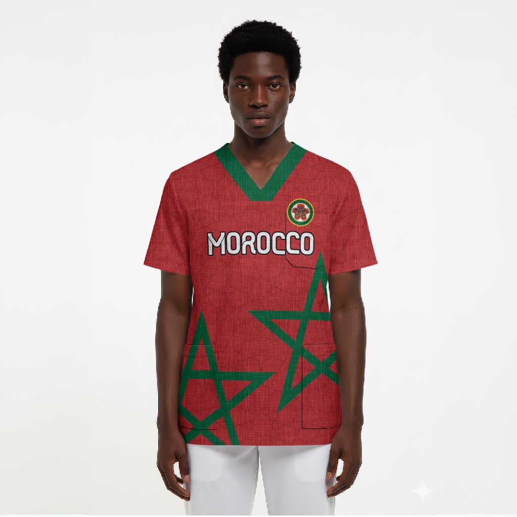 Custom Morocco Heritage Football Scrub Top Road To Champion