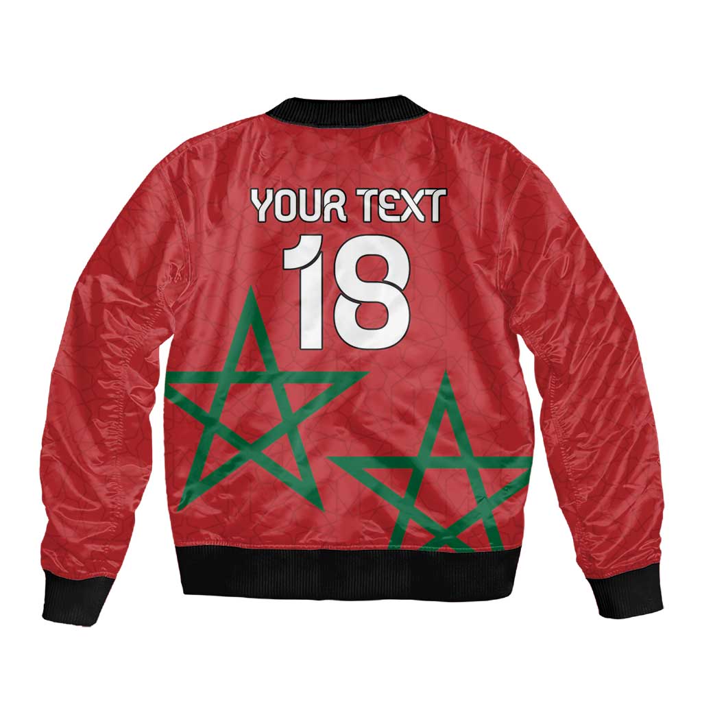 Custom Morocco Heritage Football Sleeve Zip Bomber Jacket Road To Champion
