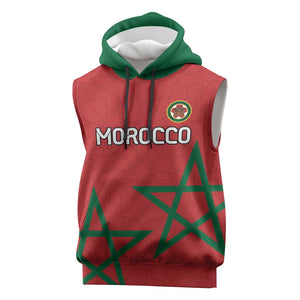 Custom Morocco Heritage Football Sleeveless Hoodie Road To Champion