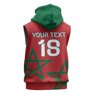 Custom Morocco Heritage Football Sleeveless Hoodie Road To Champion